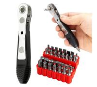 34 Pcs Mini Ratchet Wrench Screwdriver Set, Multi Tool Right Angle Magnetic Screwdrivers with 33 Pcs Small Bit Sets, Father's Day and Mens Valentine's Day Gifts for Dad Birthday Presents