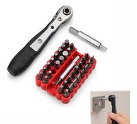 34 Pcs Mini Ratchet Wrench Set, Right Angle Magnetic Screwdriver with 33 Small Bits, Compact EDC Tool for Tight Space Home Auto Repair, Gifts for Men Dad Husband