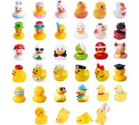 34 pcs Mini Resin Ducks, 34 Styles Novelty Shape Tiny Ducks Figures, Small Plastic Animal Miniature for Aquarium Dollhouse Fairy Garden Landscape Decor