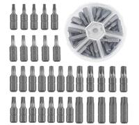 34 Pcs Security Bit Set, 1/4" Metric Screwdriver Kit, 25mm Precision Hand Tools Accessories, Torx Bit Set S2 Steel Nickel Plating of The Surface, Bit Set for Hand and Electric Screwdriver