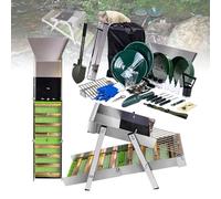 34-Piece Complete Gold Panning Kit with 50-Inch Folding High-Bankers Sluice Box, Portable Prospecting Mining Equipment for Adults, Includes Pan, Classifier, Backpack and Accessories