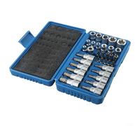 34-Piece for TORX Socket Set with E-Security Bits, Chrome Vanadium Steel Star Sockets for T10-T60 & E4-E20, 3/8" and 1/4" Drive Male/Female Tool Kit
