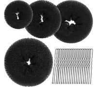 34 Piece Hair Donuts For Buns, Black Hair Accessory Set, Brown Bun Donut, Ballet Bun Ring, Bun Maker, Shaping a Bun Donut for Dancers Ballet Dancer