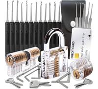 34-Piece Lock Picking Set with 3 Transparent Training Locks and Credit Card Lock Picking Kit, Premium Locksmith Tools Extractor Tool for Beginner and Locksmith Training