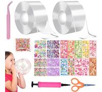 34 Piece Nano Tape Bubbles Set, Magic Nano Tape, Double-Sided Nano Tape, Nano Tape with Glitter Stickers, Blowing Bubble Tape, Suitable for Girls Boys to Make DIY Crafts