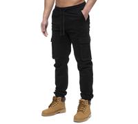 989Zé ENZO Mens Cargo Combat Jeans Elasticated Waist Cuffed Trousers Joggers EZ427 Black 34