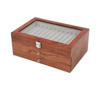 34 Slots Wood Fountain Pen Display Case & Transparent Top Lid Rosewood Box Holder Storage Organizer Vintage Triple Collection Pens Collector for Storing Many Different Types of pens Log Color