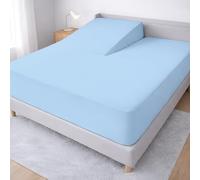 34" Split Head Flex King Fitted Sheet, Soft Brushed Microfiber, Light Blue