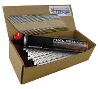 34° Strip Nails 2.8 x 55 mm Ring Rustproof A2 Including Gas | D-Head | Suitable for Paslode IM350, TJEP GRF 34/90, Senco SGT90i etc. | Pack of 1100