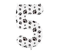 34" White Number 5 Foil Birthday Party Balloon With Paw Print