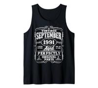 34 Years Old Vintage September 1991 Retro 34th Birthday Men Tank Top