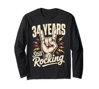 34 Years Still Rocking 34th Birthday Funny 34 Birthday Long Sleeve T-Shirt