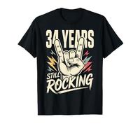 34 Years Still Rocking 34th Birthday Funny 34 Rocker Biker T-Shirt
