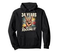 34 Years Young and Still Rocking It 34th Birthday Funny Pullover Hoodie