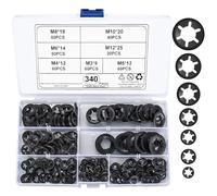 340 Pcs Internal Tooth Washers, Quick Speed Locking Push On Clips Speed Clips Fasteners Washers Assortment Kit - M3, M4, M5, M6, M8, M10, M12