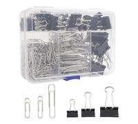 340 Pcs Paper Clips Binder Clips, 28mm 33mm 50mm Silver Paperclips&15mm 19mm 25mm Black Foldback Binder Clip Set for Office, School, Home Document Organizing, Supplies Desk Essentials