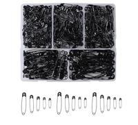 340 Pcs Safety Pins, 19mm 27mm 32mm 36mm 45mm 54mm Assorted Sizes Small Medium Large Safety Pins for Clothes, Arts & Crafts, Sewing and Pinning (Black)