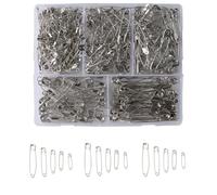 340 Pcs Safety Pins, 19mm 27mm 32mm 36mm 45mm 54mm Assorted Sizes Small Medium Large Safety Pins for Clothes, Arts & Crafts, Sewing and Pinning (Sliver)