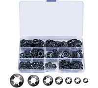 340 Pcs Starlock Internal Tooth Push On Locking Washers, Quick Speed Clips Fasteners, Black Fixed Lock Assortment Kit - M3/M4/M5/M6/M8/M10/M12