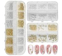 3400 Pcs Gold and Silver Star Pearls Gold Nail Charms, Nail Gems Supplies Accessories, Beautiful Star Nail Charms Gold Charms for Nails, Cute Nail Charms for Exquisite and Shiny Manicure Supplies