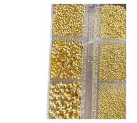 3400pcs 0.8-3mm Flat Back Round Micro Manicure Beads Size Mixed Nail Beads Half Round Rivets Silver Gold for DIY Charms(Gold)