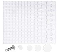340PCS Screw Covers Self Adhesive Screw Cover Stickers, 10mm 15mm 20mm Non-faded Hole Cover Pvc Dustproof Sticky, White Screw Covers Caps Decals for Furniture, Wood Screws, Wall Cabinet, Desk Wall