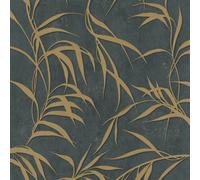 Marburg non-woven wallpaper 34289 leaves concrete look black gold (4,26£/1qm)