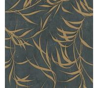 34289 - Urban Textures Leaf Black Gold Galerie Wallpaper
