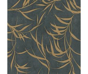 34289 - Urban Textures Leaf Black Gold Galerie Wallpaper