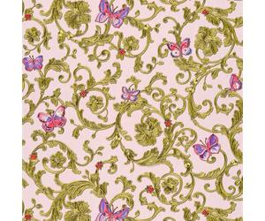 343254 - Versace Butterflies Bees Ladybirds Rose Red AS Creation Wallpaper