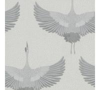 34530 - Kumano Stork White Grey Galerie Wallpaper