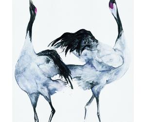 34595 - Kumano Painted Galerie Crane Mural White Black