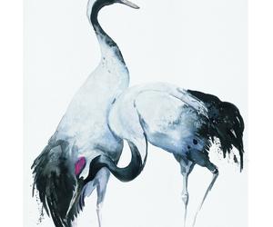 34596 - Kumano Painted Galerie Crane Mural White Black