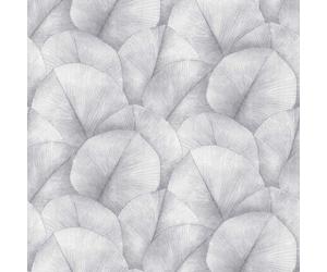 34598 - Kumano Repeatable Palm Leaf Mural Silver Grey Galerie Wallpaper