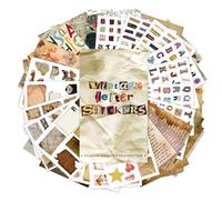 347 Pcs Letter Stickers for Scrapbooking, 18 Sheet Alphabet Stickers and 20 Sheet Vintage Scrapbooking Papers Scrapbook Supplies, American-Style Graffiti Junk Journal Supplies for DIY
