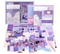 348 Pcs Aesthetic Scrapbook Kit, TIE-DailyNec Vintage Scrapbooking Supplies, Washi Stickers for Journaling, Scrapbook Paper with A6 Notebook and DIY Tools for Photo Albums, Decorative Objects (Purple)