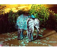 34cm Grey Metal Solar Silhouette Elephant Ornament Marco Paul Silver One Size