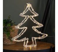 34cm Light up Acrylic Christmas Tree with 80 Warm White Static & Flashing LEDs