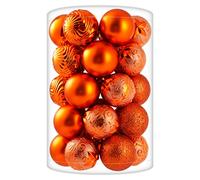 34ct Copper Orange Christmas Ball Ornaments Shatterproof Plastic Christmas Tree Decorations for Xmas Party Home Office Holiday Halloween Decor -Medium Size (2.36"/ 60mm)