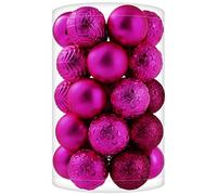34ct Fuchsia Pink Mini Christmas Ball Ornaments Shatterproof Plastic Christmas Tree Decorations for Xmas Party Home Office Holiday Decor -Small Size (1.57"/ 40mm)