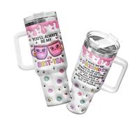 34HD Best-Tea Tumbler 40oz with Handle Lid and Straw, Funny You'll Always Be My Best-Tea Friendship Gift, Kawaii Ghost Friends Design, Insulated Stainless Steel Cup for Besties and Coffee Lovers