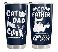 34HD Cat Dad Tumbler 20oz with Lid, Life is Better with Cats Insulated Travel Coffee Cup, Special Kitty Daddy Gifts for Father's Day - Birthday Present to Men, Papa and Pet Lovers