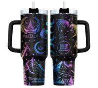 34HD Celestial Dragon Starlight Tumbler 40oz with Handle and Straw, Dark Mountains Moons Stars Vacuum Insulated Travel Coffee Mug - Birthday and Spicy Bookish for Men & Women
