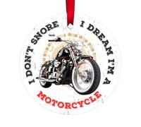 34HD Ceramic Motorcycle Ornament 2025 - Funny Biker Christmas Tree Decoration for Men, I Don’t Snore I Dream I’m a Motorcycle, for Riders & Motorbike Lovers