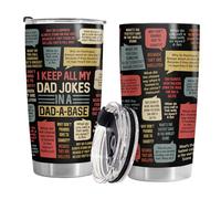34HD Dad Jokes Tumbler with Lid, 20oz Stainless Steel Vacuum Insulated Funny Men Coffee Mug, Daddy Drinking Cup, Birthday Christmas Father Day Gifts for New Papa Bonus Dad Husband Grandpa