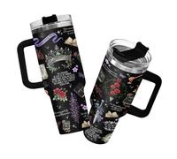 34HD Fantasy Book Quote Tumbler 40oz with Handle and Straw - Dark Academia Aesthetic Stainless Steel Cup - Gothic Romance Insulated Coffee Travel Mug for Readers, Women, Gifts