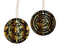 34HD Fantasy Dragon Ceramic Ornament - Double Sided Round Ornament with Gold Foil Style Print - Inspired Quote Fly or Die - Gothic Christmas Tree Decor, Gift for Book Lovers