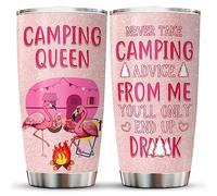 34HD Funny Flamingo Tumbler with Lid, 20 oz Stainless Steel Camping Queen Mug, Vacuum Insulated Camping Tumbler, Flamingo Gifts for Women Mothers Day Christmas Anniversary