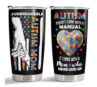 34HD Gifts for Mom, Autism Mom Tumbler with Lid 20oz Stainless Steel, Autistic Kid Parents Cup, Momma Coffee Mug, Autism Awareness Gifts for Women, Teacher, Parents