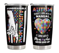 34HD Gifts for Mom, Autism Mom Tumbler with Lid 20oz Stainless Steel, Autistic Kid Parents Cup, Momma Coffee Mug, Autism Awareness Gifts for Women, Teacher, Parents